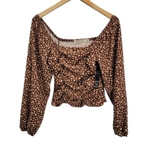 Liberty Love Long Sleeve Crop Top Could be off shoulder Blouse